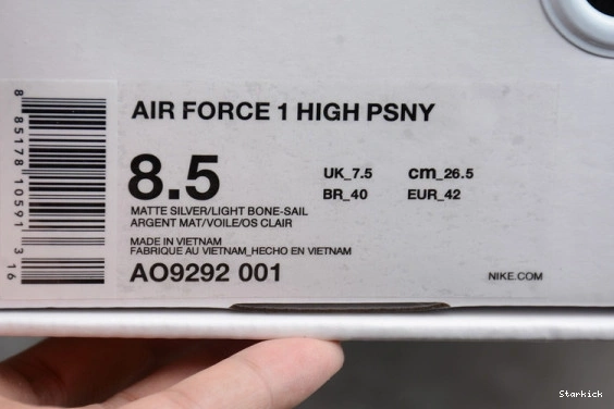 PSNY 1 HIGH NIKE X GREY FORCE AIR AO9292-001 0903